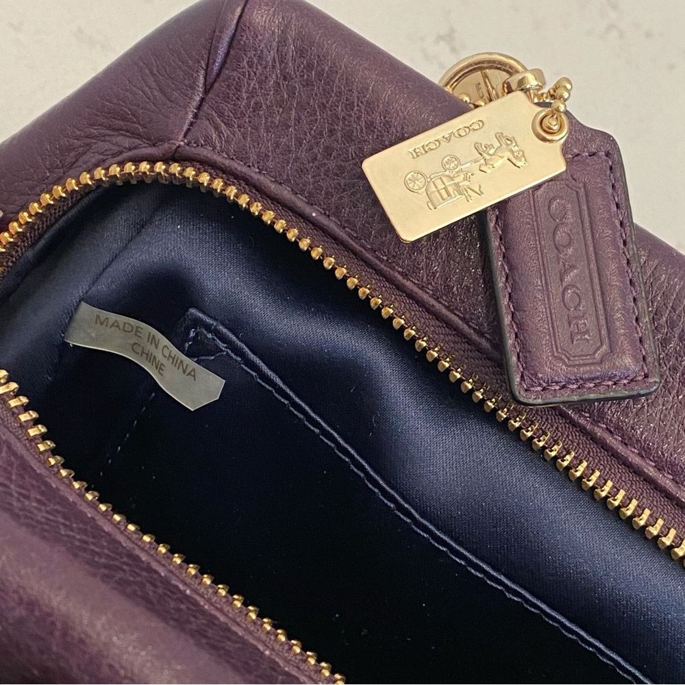 Coach Madison Mini Satchel in Purple Pebbled Leather and Shoulder Strap - Picture 5 of 10